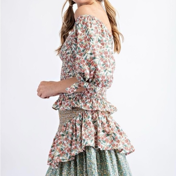 EASEL Floral Off-Shoulder Smocked Top and Skirt Set Boho - NWT - Picture 4 of 4